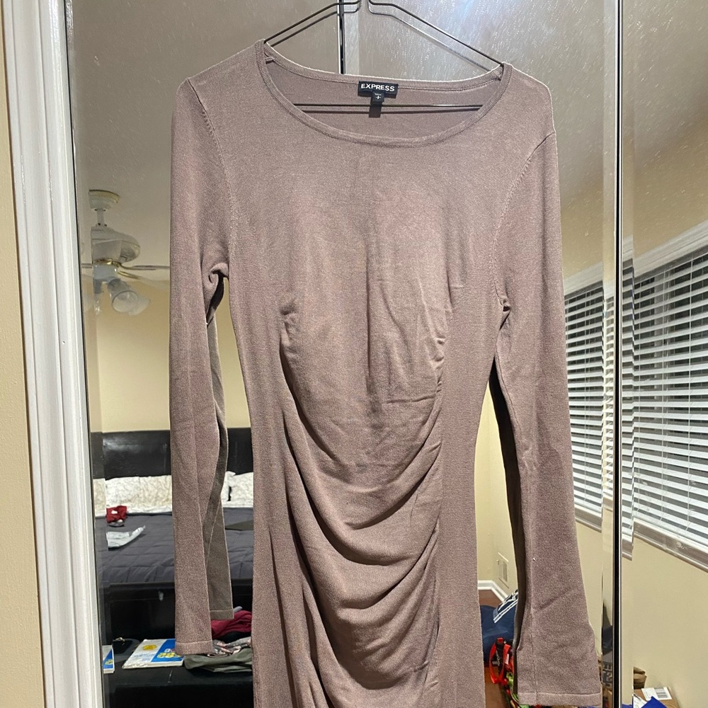 Express Tan Bodycon Sweater Dress